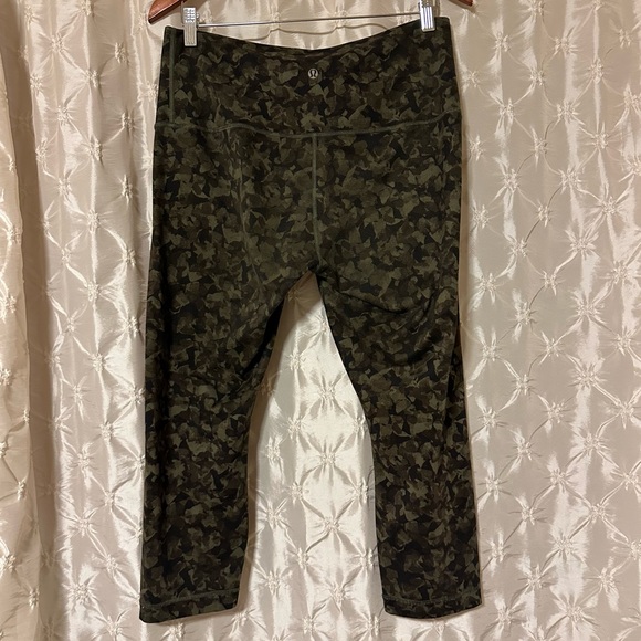 Lululemon Wunder Under Crop Leggings Luon Mystic Jungle Fatigue Green Black - Picture 4 of 15